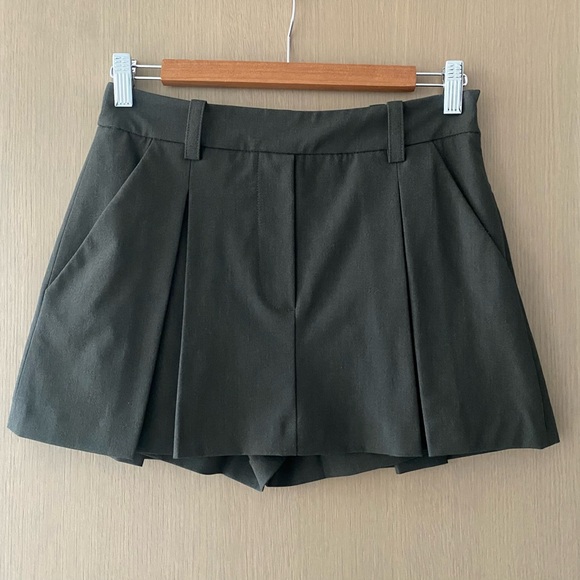 Zara pleated mini skort dark grey khaki - Picture 4 of 11